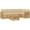 Lauko sofos komplektas 6 pcs Balta ir kreminė 59 x 59 x 37 cm