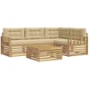 Lauko sofos komplektas 6 pcs Balta ir kreminė Poliesteris