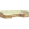 Lauko sofos komplektas 6 pcs Balta ir kreminė Poliesteris