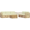 Lauko sofos komplektas 6 pcs Balta ir kreminė