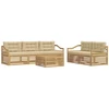 Lauko sofos komplektas 6 pcs Balta ir kreminė
