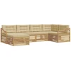 Lauko sofos komplektas 6 pcs Balta ir kreminė Poliesteris