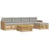 Lauko sofos komplektas 6 pcs Balta ir šviesiai pilka