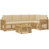 Lauko sofos komplektas 6 vnt. 5 vietos Balta ir kreminė