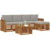 Lauko sofos komplektas 6 vnt. Natūrali ir šviesiai pilka
