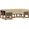 Lauko sofos komplektas 6 vnt. Natūralus ir bežinis