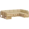 Lauko sofos komplektas 7 pcs Balta ir Bežė 304 x 128,5 x 73 cm