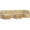 Lauko sofos komplektas 7 pcs Balta ir Bežė 59 x 59 x 37 cm