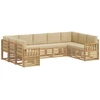 Lauko sofos komplektas 7 pcs Balta ir Bežė 304 x 128,5 x 73 cm
