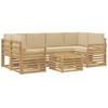 Lauko sofos komplektas 7 pcs Balta ir kreminė Poliesteris