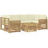 Lauko sofos komplektas 7 pcs Balta ir kreminė Poliesteris