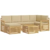 Lauko sofos komplektas 7 pcs Balta ir kreminė 59 x 59 x 37 cm