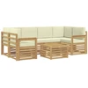 Lauko sofos komplektas 7 pcs Balta ir kreminė Poliesteris