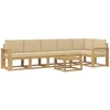 Lauko sofos komplektas 7 pcs Balta ir kreminė Poliesteris