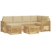 Lauko sofos komplektas 7 pcs Balta ir kreminė Poliesteris