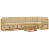 Lauko sofos komplektas 7 pcs Balta ir kreminė 59 x 59 x 37 cm