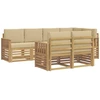 Lauko sofos komplektas 7 pcs Balta ir kreminė