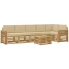 Lauko sofos komplektas 7 pcs Balta ir kreminė 59 x 59 x 37 cm