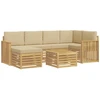 Lauko sofos komplektas 7 pcs Balta ir kreminė Poliesteris