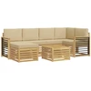 Lauko sofos komplektas 7 pcs Balta ir kreminė Poliesteris