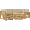Lauko sofos komplektas 7 pcs Balta ir kreminė Poliesteris