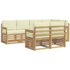Lauko sofos komplektas 7 pcs Balta ir kreminė