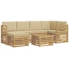 Lauko sofos komplektas 7 pcs Balta ir kreminė Poliesteris
