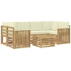 Lauko sofos komplektas 7 pcs Balta ir kreminė Poliesteris