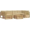 Lauko sofos komplektas 7 pcs Balta ir kreminė Poliesteris