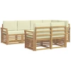 Lauko sofos komplektas 7 pcs Balta ir kreminė