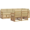 Lauko sofos komplektas 7 pcs Balta ir kreminė