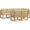 Lauko sofos komplektas 7 pcs Balta ir kreminė Poliesteris