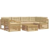 Lauko sofos komplektas 7 pcs Balta ir kreminė Poliesteris