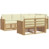 Lauko sofos komplektas 7 pcs Balta ir kreminė
