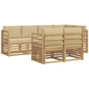 Lauko sofos komplektas 7 pcs Balta ir kreminė