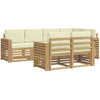 Lauko sofos komplektas 7 pcs Balta ir kreminė