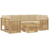 Lauko sofos komplektas 7 pcs Balta ir kreminė Poliesteris