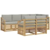 Lauko sofos komplektas 7 pcs Balta ir šviesiai pilka