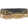 Lauko sofos komplektas 7 vnt. 6 vietos Balta ir antracito