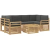 Lauko sofos komplektas 7 vnt. 6 vietos Balta ir antracito