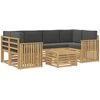Lauko sofos komplektas 7 vnt. 6 vietos Balta ir antracito
