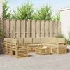 Lauko sofos komplektas 8 pcs Balta ir Bežė 59 x 59 x 37 cm