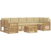Lauko sofos komplektas 8 pcs Balta ir kreminė Poliesteris