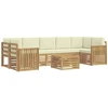Lauko sofos komplektas 8 pcs Balta ir kreminė Poliesteris