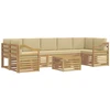 Lauko sofos komplektas 8 pcs Balta ir kreminė Poliesteris