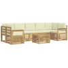 Lauko sofos komplektas 8 pcs Balta ir kreminė Poliesteris