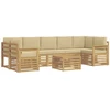 Lauko sofos komplektas 8 pcs Balta ir kreminė Poliesteris