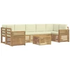 Lauko sofos komplektas 8 pcs Balta ir kreminė Poliesteris