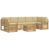 Lauko sofos komplektas 8 pcs Balta ir kreminė Poliesteris