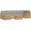 Lauko sofos komplektas 8 pcs Balta ir šviesiai pilka